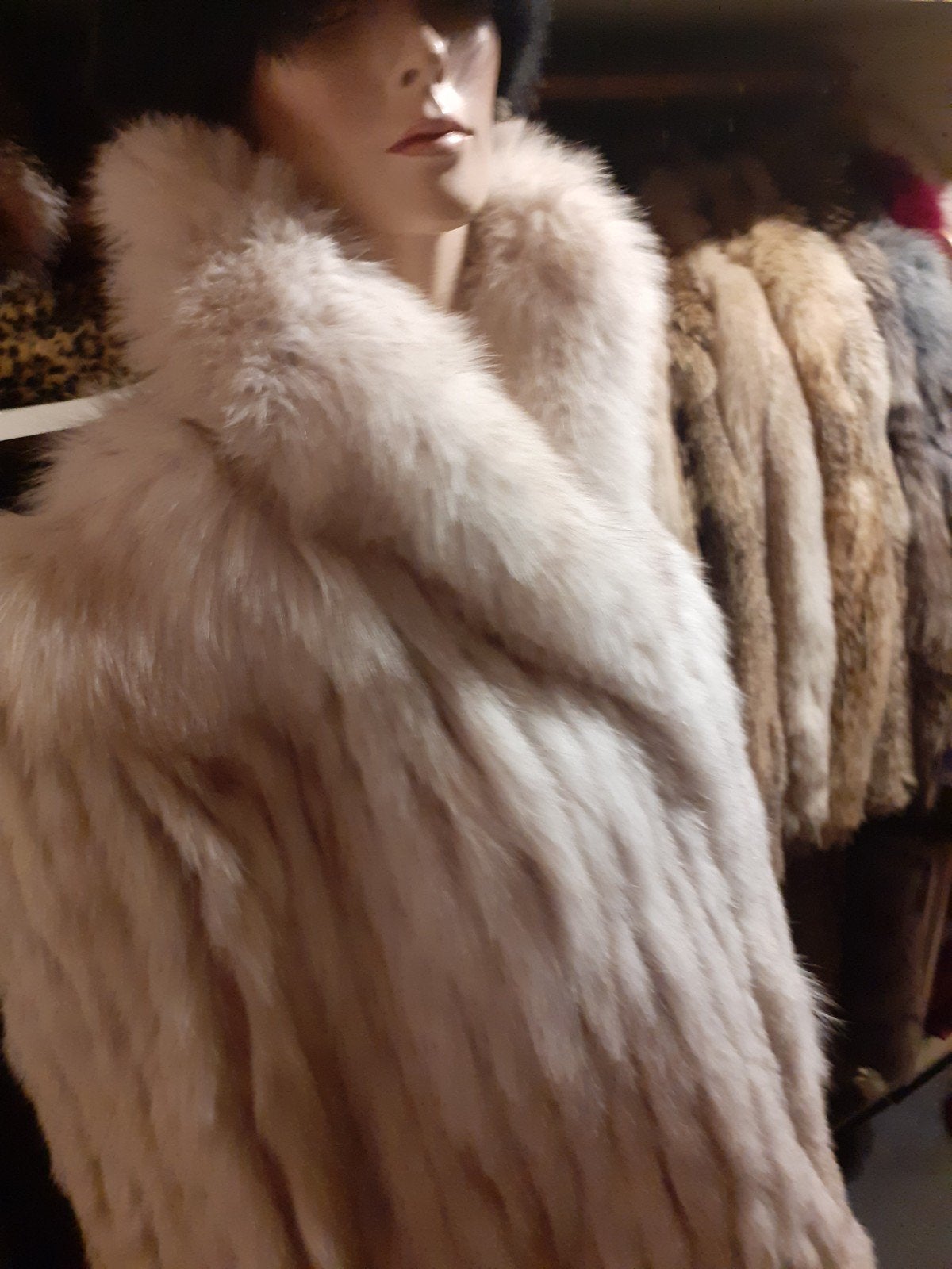 prachtige witte echte POLAR FOX bontjas bont jas bontjasje M, Ophalen of Verzenden, Zo goed als nieuw, Maat 38/40 (M), Wit