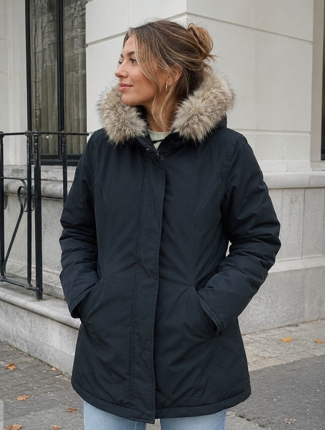 woolrich winterjas, Ophalen of Verzenden, Gedragen, Maat 42/44 (L), Zwart