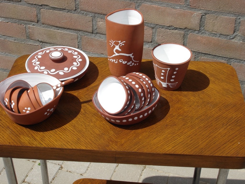 Vintage / Retro PINDASET en div. ander aardewerk jaren 50, Antiek en Kunst, Antiek | Keramiek en Aardewerk, Ophalen of Verzenden