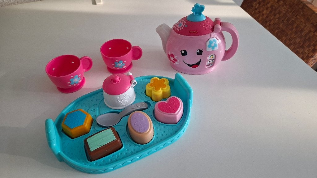 fisher-price theeservies goede manieren, Kinderen en Baby's, Speelgoed | Fisher-Price, Ophalen, Zo goed als nieuw, Speelset, Met licht