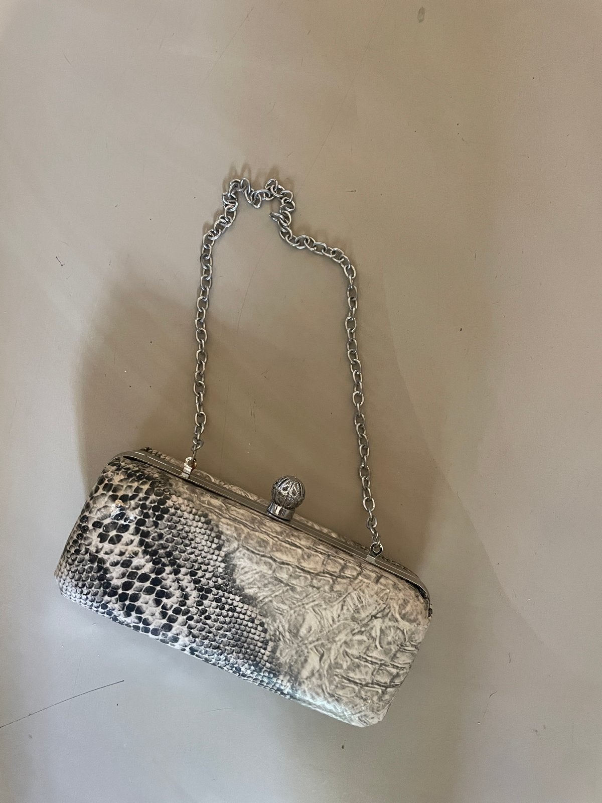 Slangenprint Avondtasje met Ketting - Beschadigd, Ophalen of Verzenden, Gebruikt, Overige kleuren, Avondtasje