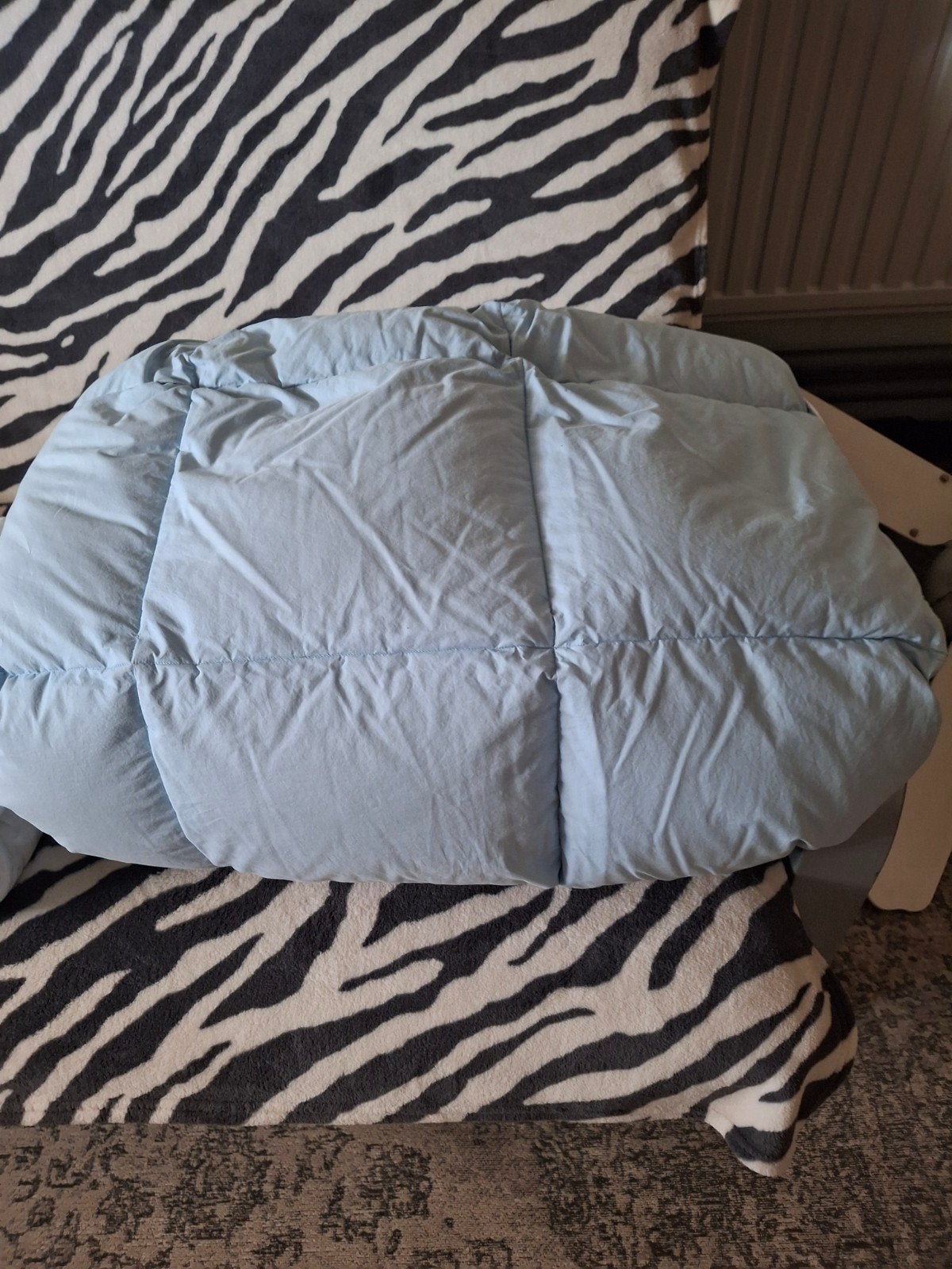 Lichtblauw dekbed en wit dekbed, Huis en Inrichting, Ophalen, Gebruikt, Eenpersoons, Blauw