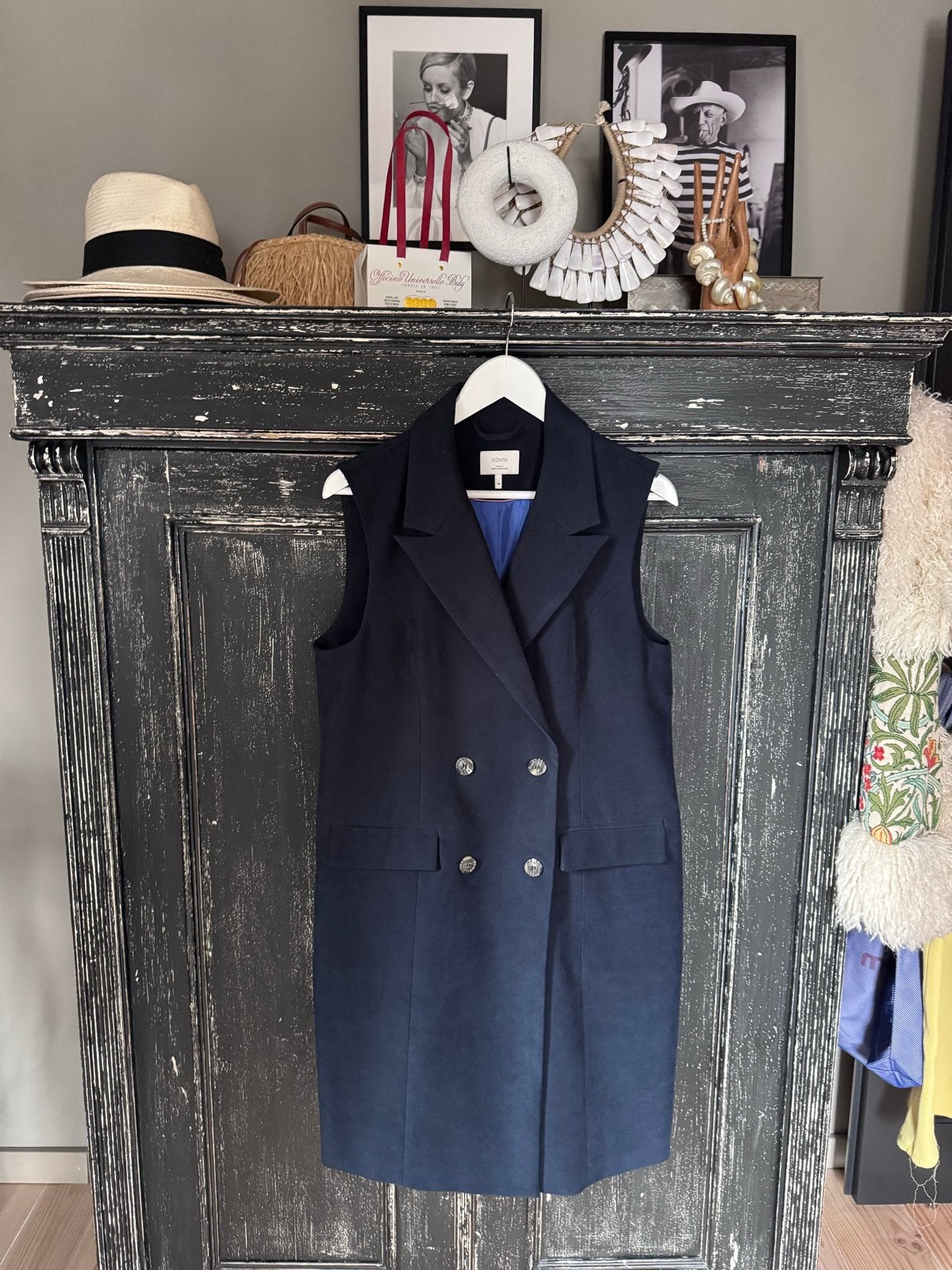Nümph Lang Gilet Donkerblauw - Maat 38, Ophalen of Verzenden, Zo goed als nieuw