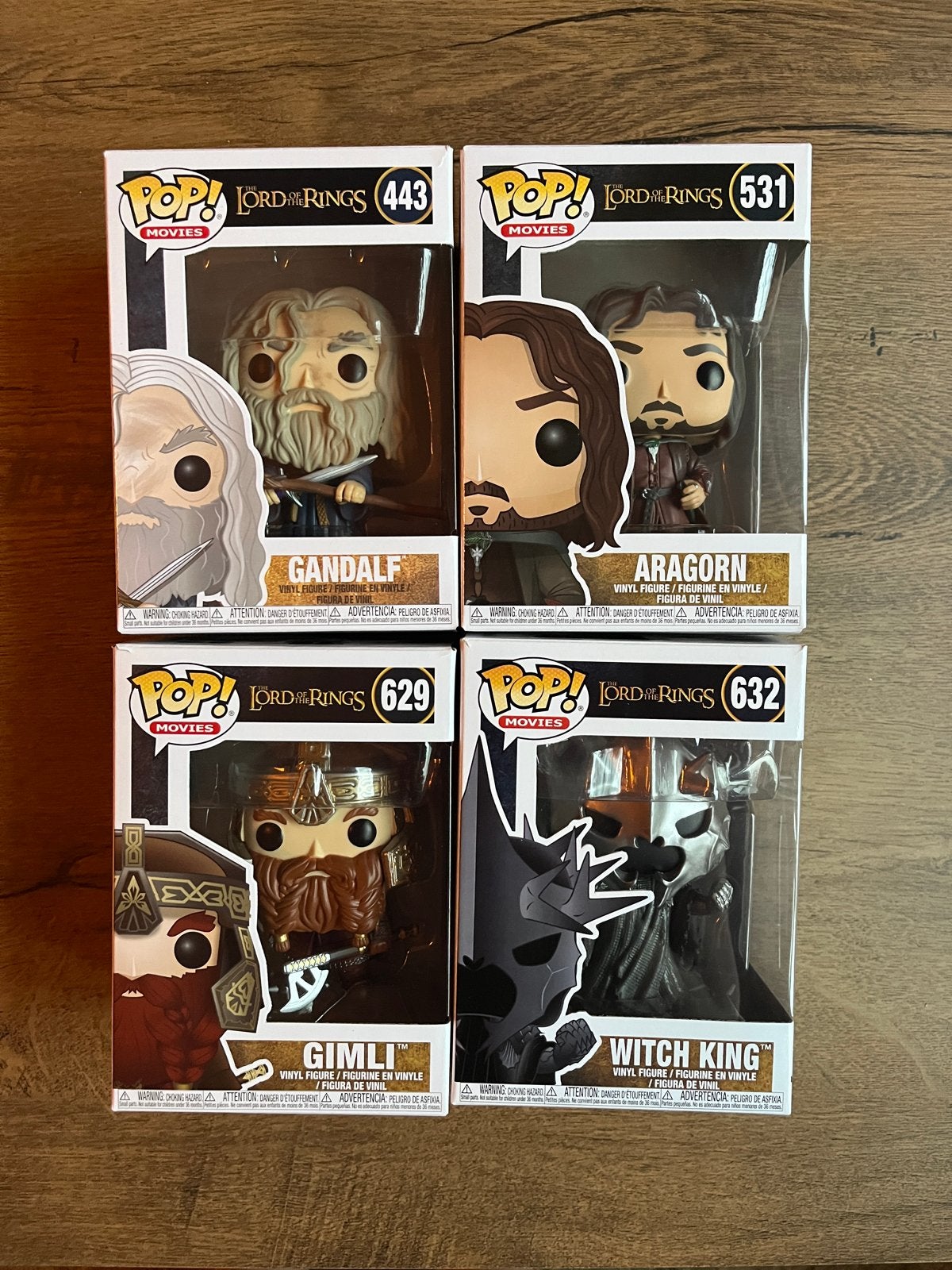 Funko Pop! Lord of the Rings Set: Gandalf, Aragorn, Gimli, W, Ophalen of Verzenden, Nieuw
