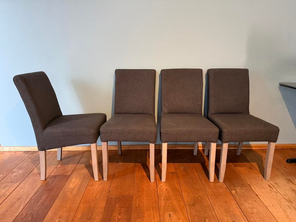 Set van 4 eetkamerstoelen donkergrijs/antraciete bekleding, Ophalen, Zo goed als nieuw, X, Grijs