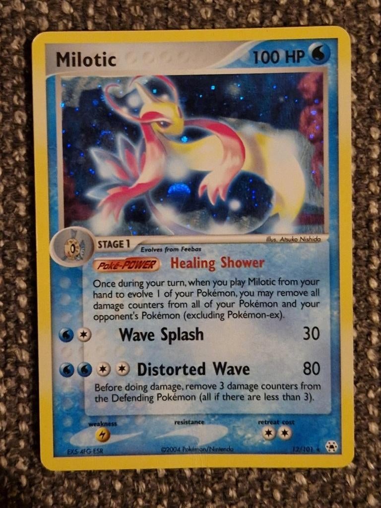 Vintage Pokémon Milotic 12/101 Holo - EX Hidden Legends 2004, Ophalen of Verzenden, Gebruikt, Losse kaart, Foil