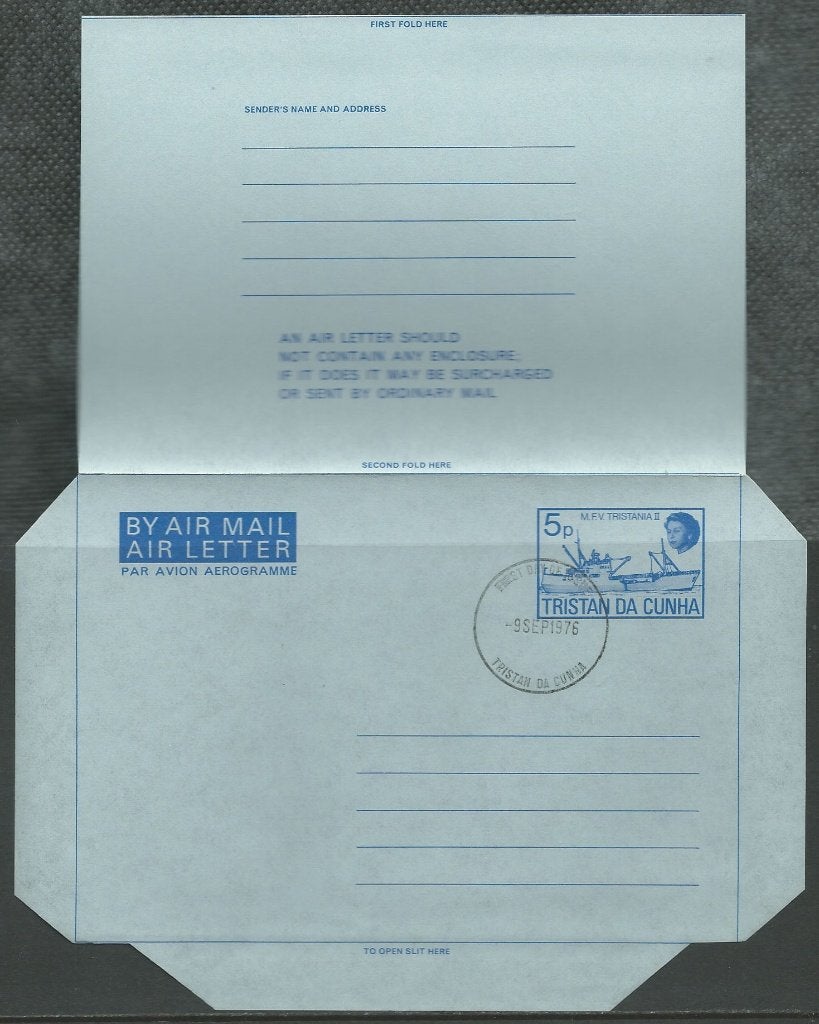 TRISTAN DA CUNHA 1976 5p. Schip Airletter, Wiegand: 4, FD-ee, Verzenden, Overige landen, Gestempeld