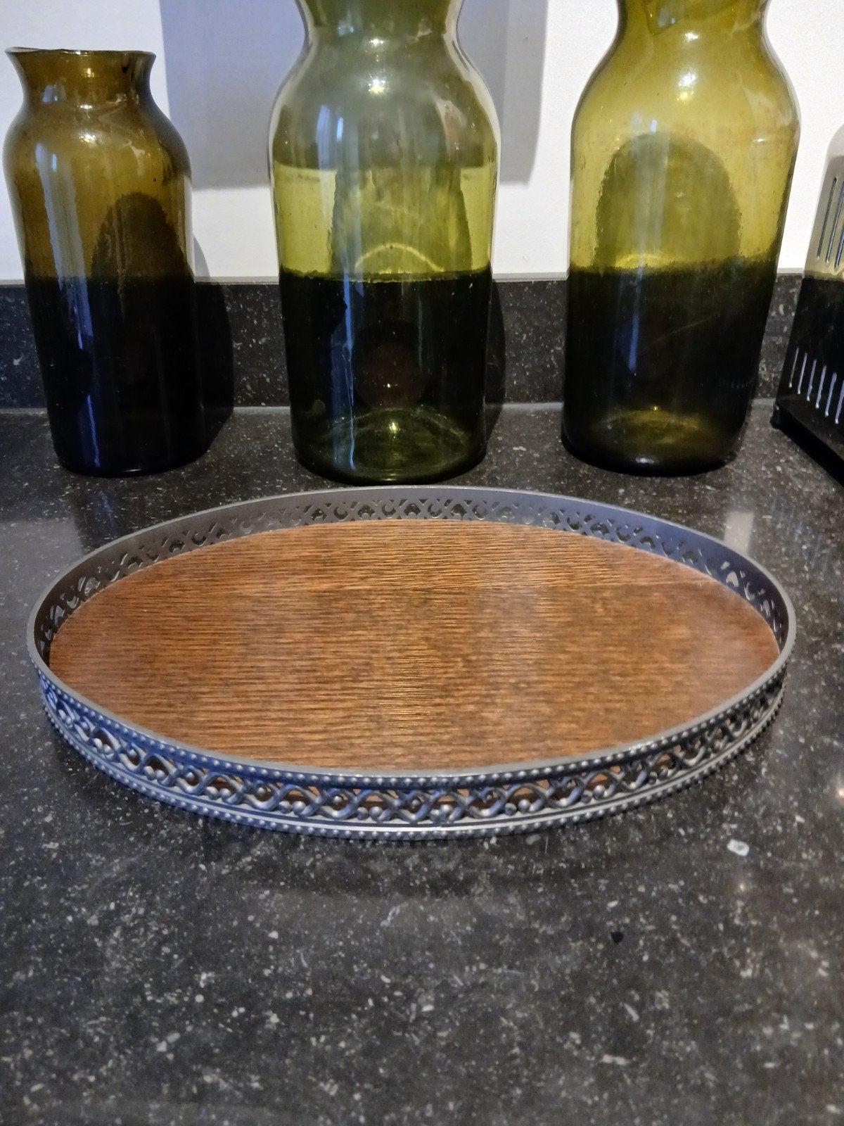 Zeer frasi vintage houten dienblad met tinnen rand, Huis en Inrichting, Woonaccessoires | Dienbladen, Ophalen of Verzenden, Zo goed als nieuw