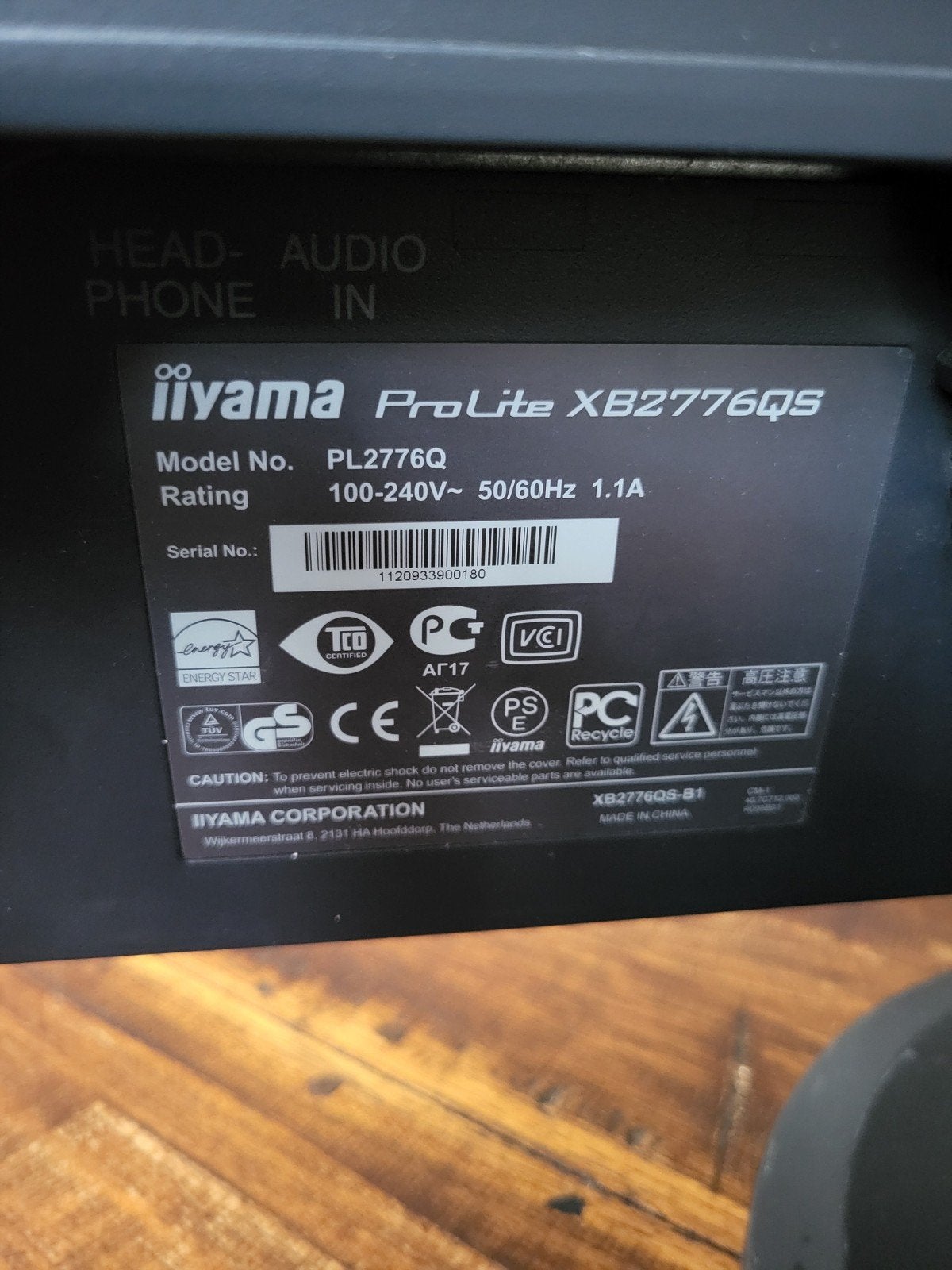 iiyama ProLite XB2776QS monitor 27 inch, Ophalen, Iiyama, IPS, In hoogte verstelbaar