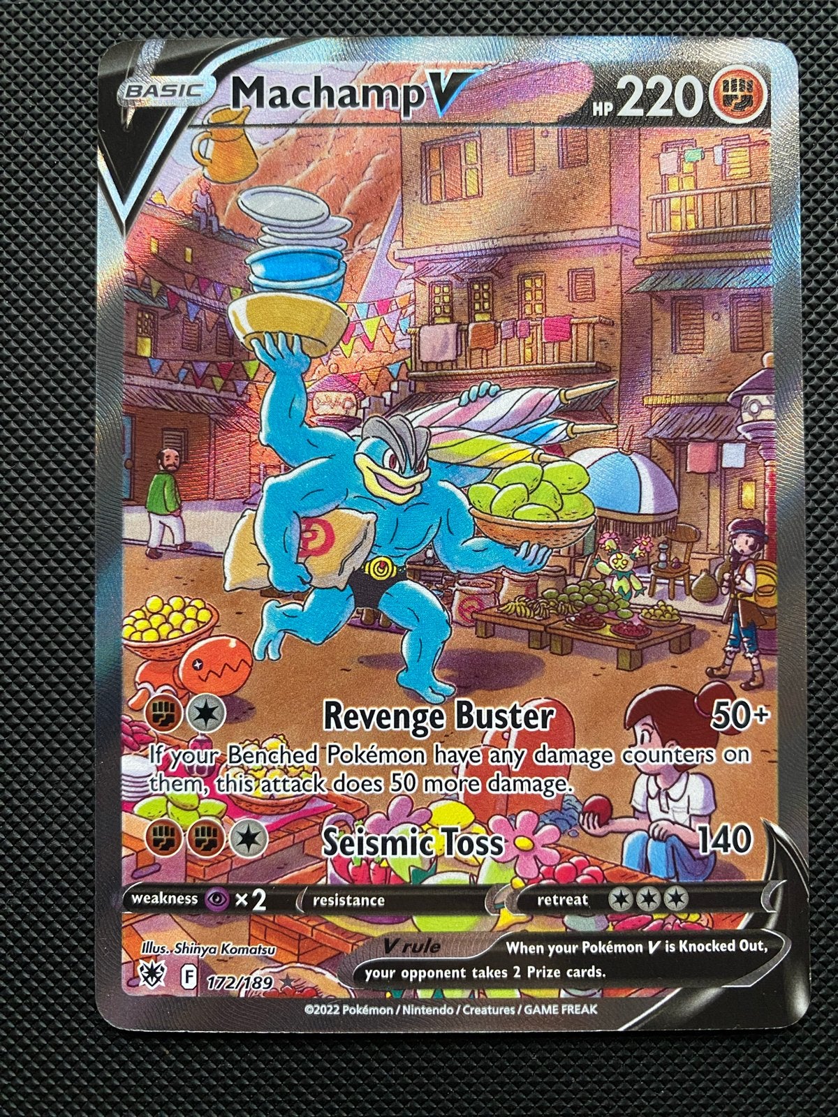 Machamp V Full Art Pokémon Kaart (172/189) Astral Radiance, Ophalen of Verzenden, Zo goed als nieuw, Losse kaart