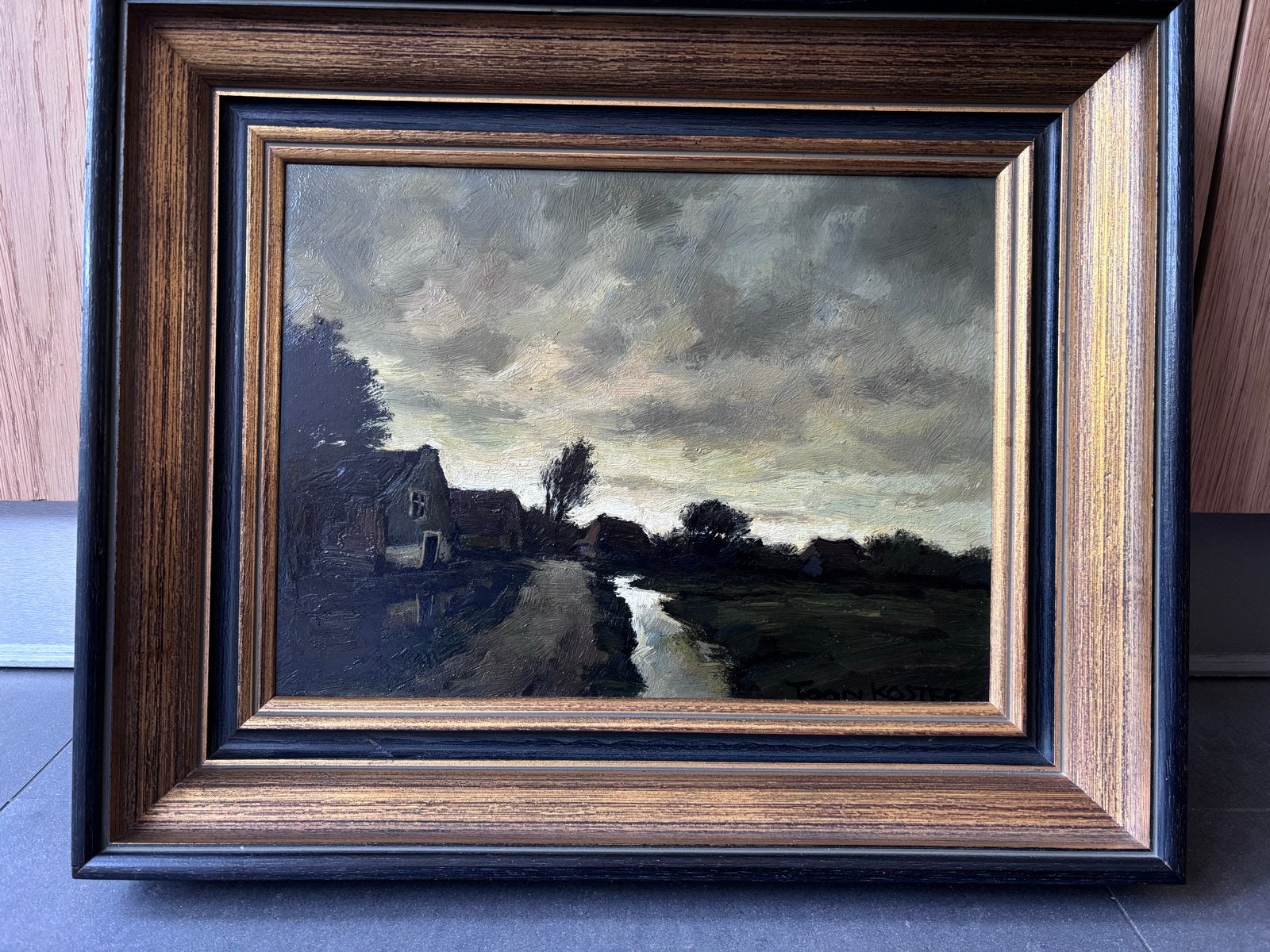 Olieverf Schilderij Toon Koster - Landschap met Boerderij, Ophalen, Doek, Bijzondere lijst, Landschap