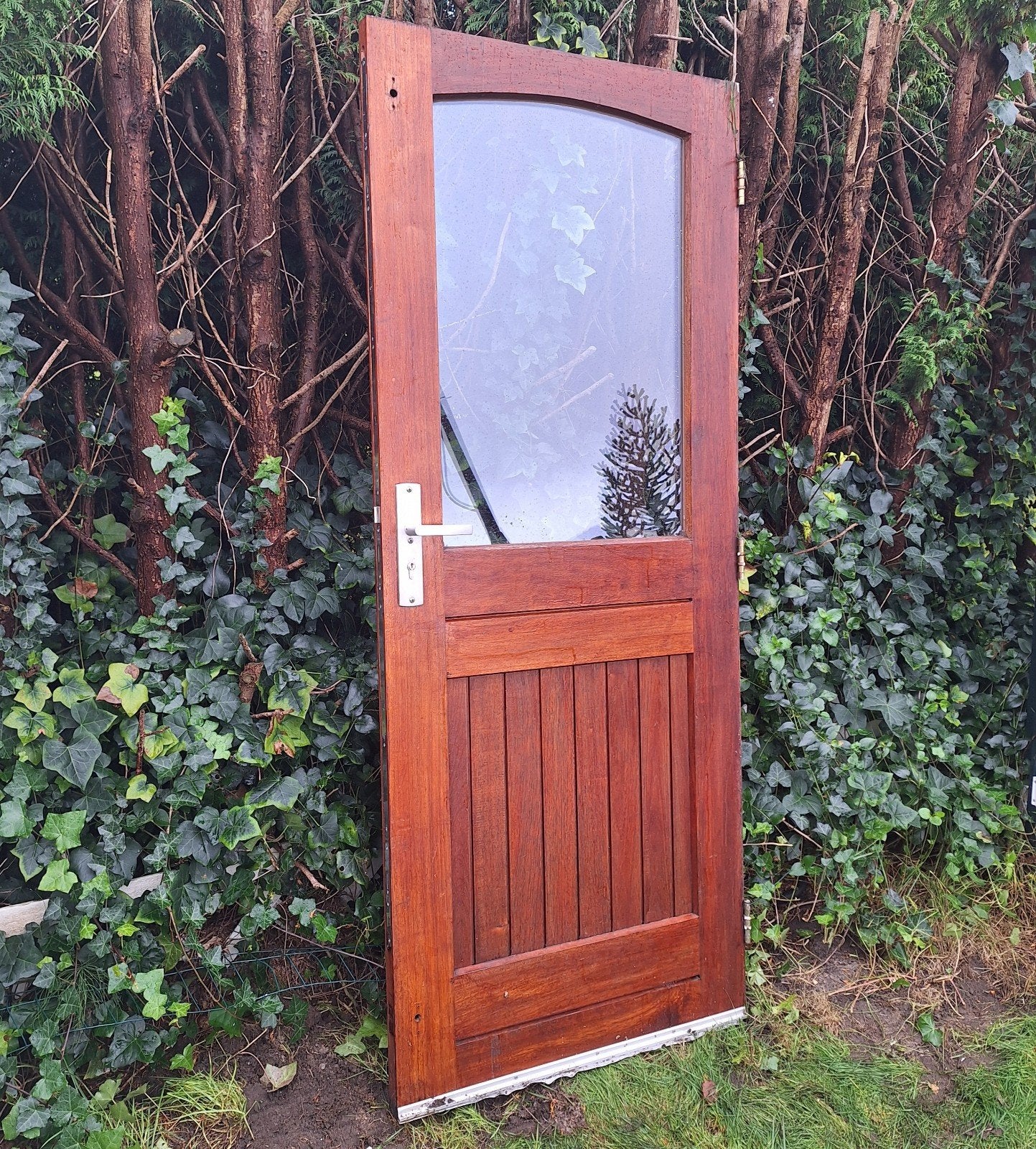 Zware Houten Buitendeur (210 x 87.5 cm) | Dubbel Glas, Ophalen, Gebruikt, 80 tot 100 cm, .