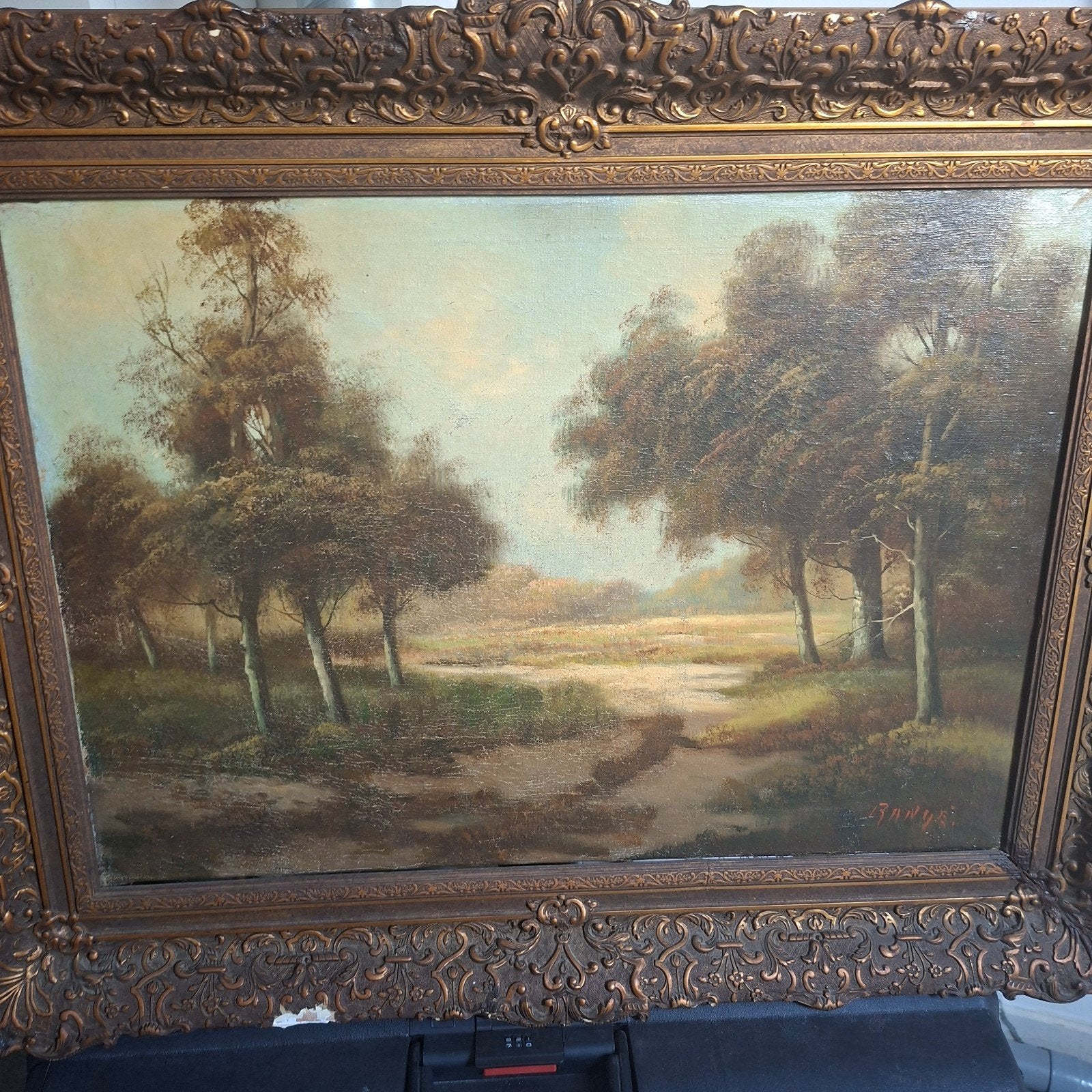 Klassiek Landschap Schilderij met Sierlijke Lijst, Ophalen