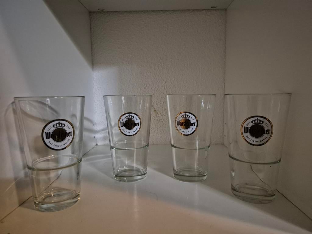 Warsteiner Glazen - 4 Stuks, Ophalen of Verzenden, Gebruikt
