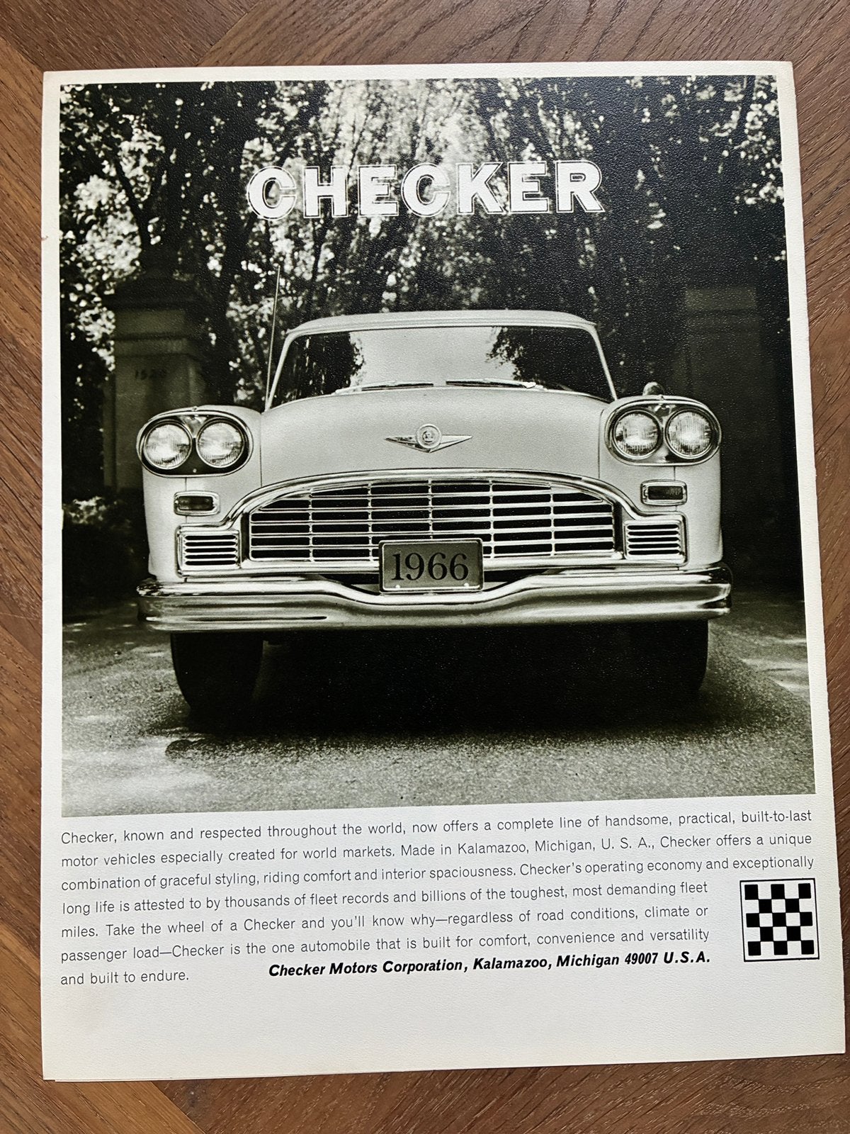 1966 Checker brochure, Verzenden, Zo goed als nieuw, Overige merken