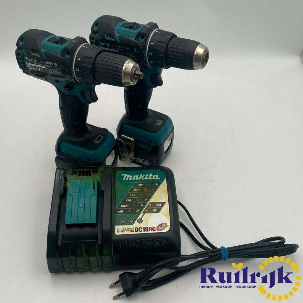 Makita DDF470 Accu boormachine set 14.4V met lader +Garantie, Makita, Zo goed als nieuw, Support@makita.com, Makita Corporation, 3-11-8, Sumiyoshi-cho, 
Anjo, Aichi 446-8502
Japan