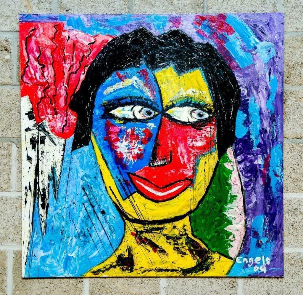 Mooi modern schilderij. 90 x 90 cm., Antiek en Kunst, Ophalen