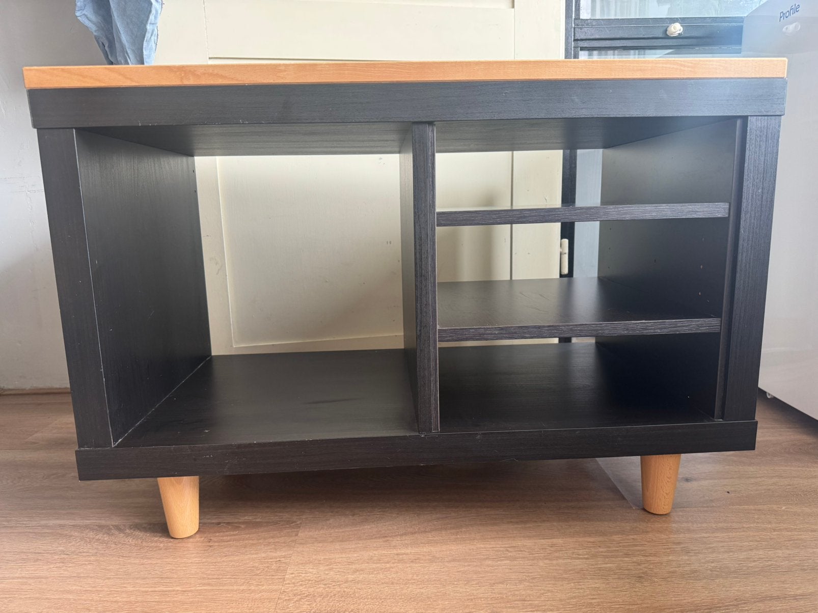 Uniek IKEA Kallax TV meubel 1x2 vaks zwart, Ophalen, Gebruikt, Overige materialen, 50 tot 100 cm