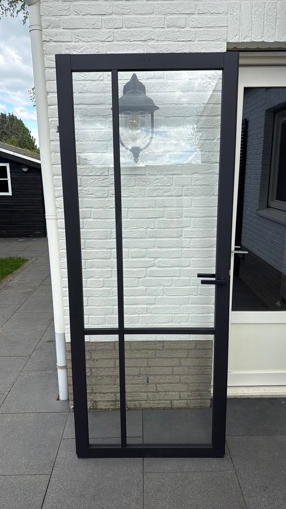 Opdek binnendeuren zwart hout met glas, Doe-het-zelf en Verbouw, Deuren en Horren, Ophalen, 80 tot 100 cm, Binnendeur, Zo goed als nieuw