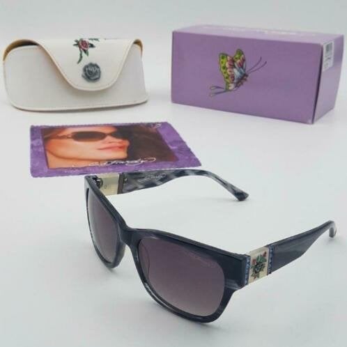 Zonnebril Ed Hardy Black Rose Grey Horn 54-18-135, Overige merken, Zonnebril, Nieuw, Ophalen of Verzenden