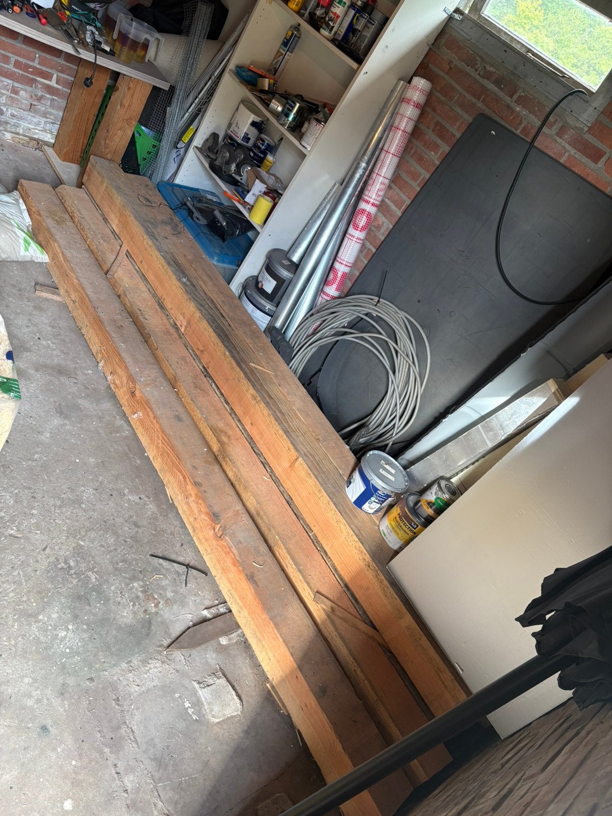 6 douglas balken 15 x 15 x 3 meter, Doe-het-zelf en Verbouw, Hout en Planken, Ophalen, Nieuw, Balk, Vuren