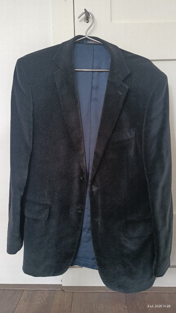 Falabella-jasje, donkerblauwe veloursstof, maat 50, Ophalen of Verzenden, Zo goed als nieuw, Falabella, Maat 48/50 (M)