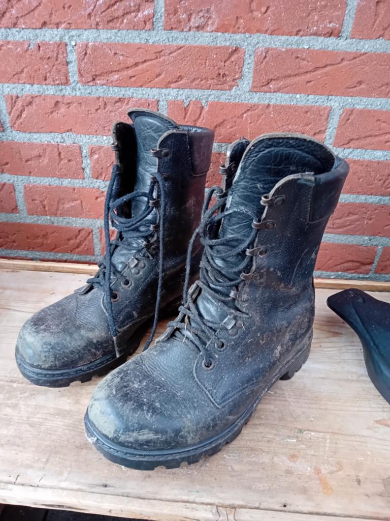 Zwarte leren legerkisten, maat 40, Kleding | Heren, Schoenen, Onbekend, Zwart, Boots, Ophalen of Verzenden