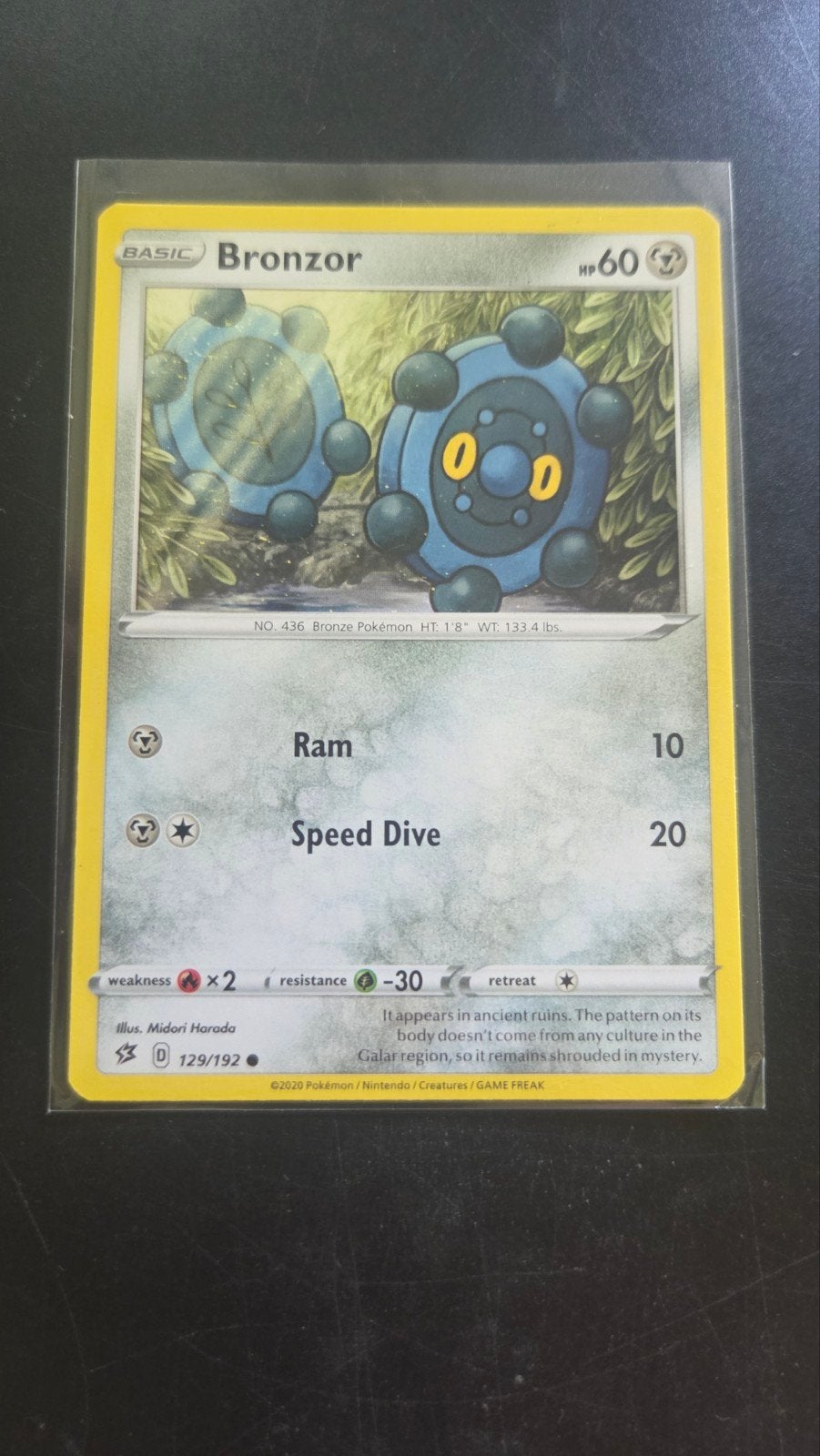Bronzor 129/192 Rebel Clash Pokémon kaart, Verzenden, Zo goed als nieuw, Losse kaart