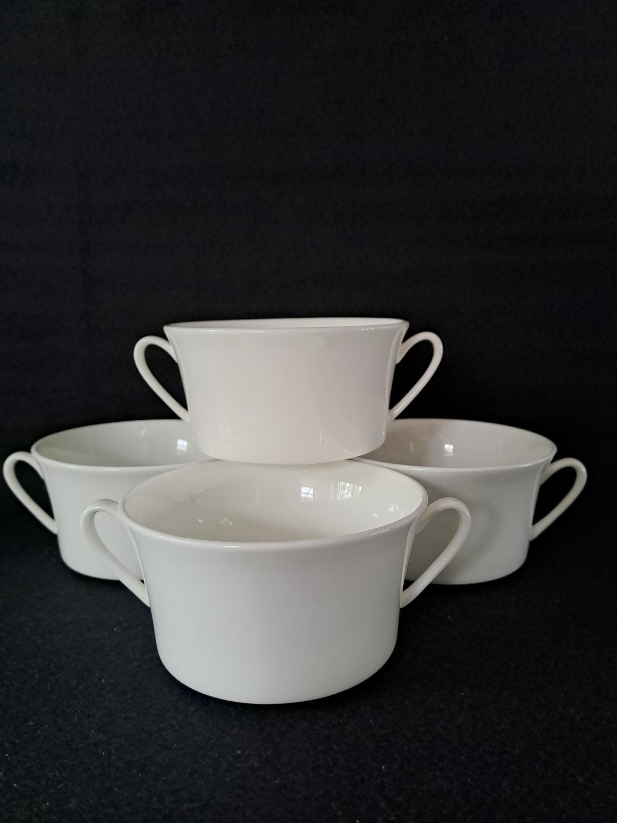 4 Witte porseleinen soepkommen, Rosenthal Jade, Klassiek, Ophalen of Verzenden, Zo goed als nieuw, Kom(men)