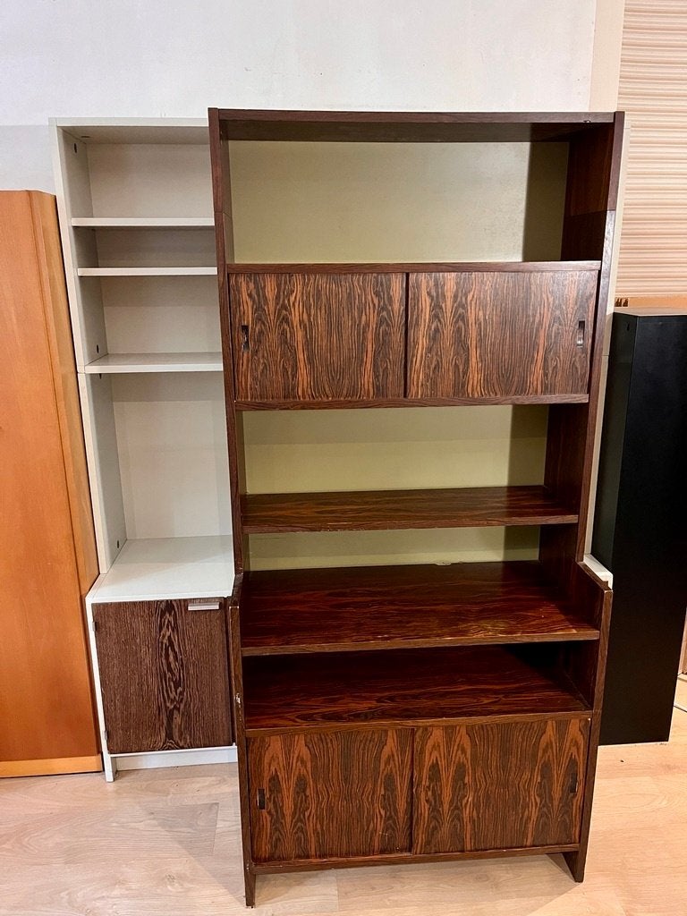Poul Cadovius wandkast / boekenkast – wengé fineer voor KLM, Ophalen, Overige materialen, 50 tot 100 cm, Deens design, vintage, retro, mid century, Scandinavian, KLM