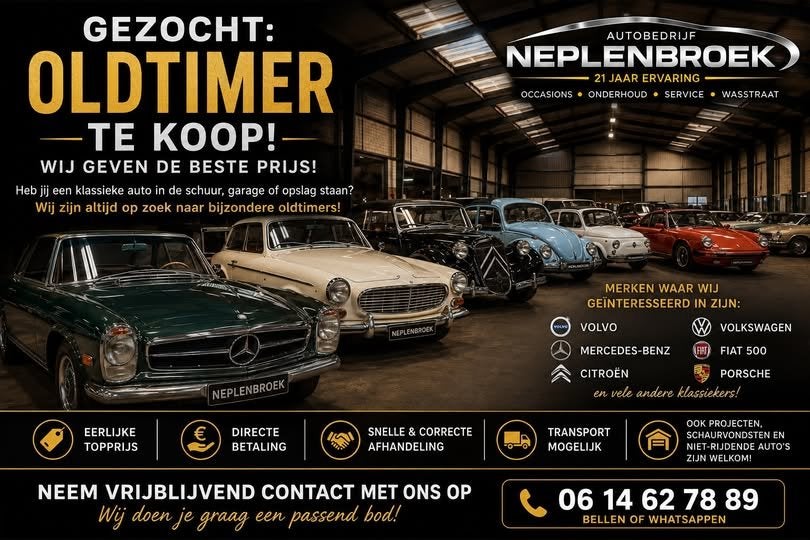 Gezocht: Oldtimer te koop!, Overige merken, Overige carrosserieën, Overige brandstoffen, Bedrijf