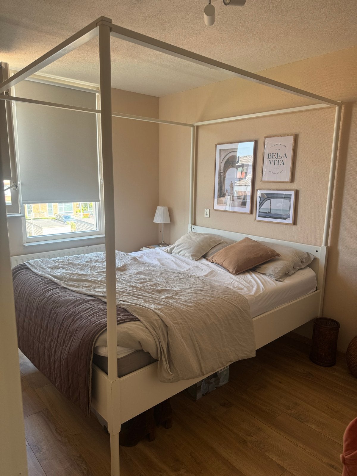 Wit Hemnes Hemelbed IKEA - 160x200 cm, Ophalen, Gebruikt, Wit, Tweepersoons