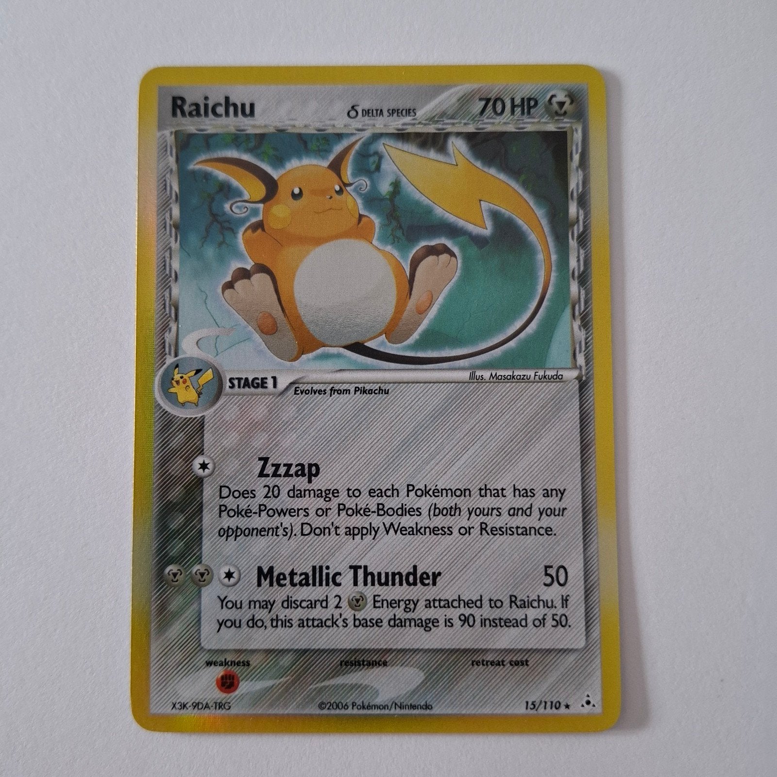 Raichu Delta Species Holo 15/110 NM, Ophalen of Verzenden, Zo goed als nieuw, Losse kaart, Foil