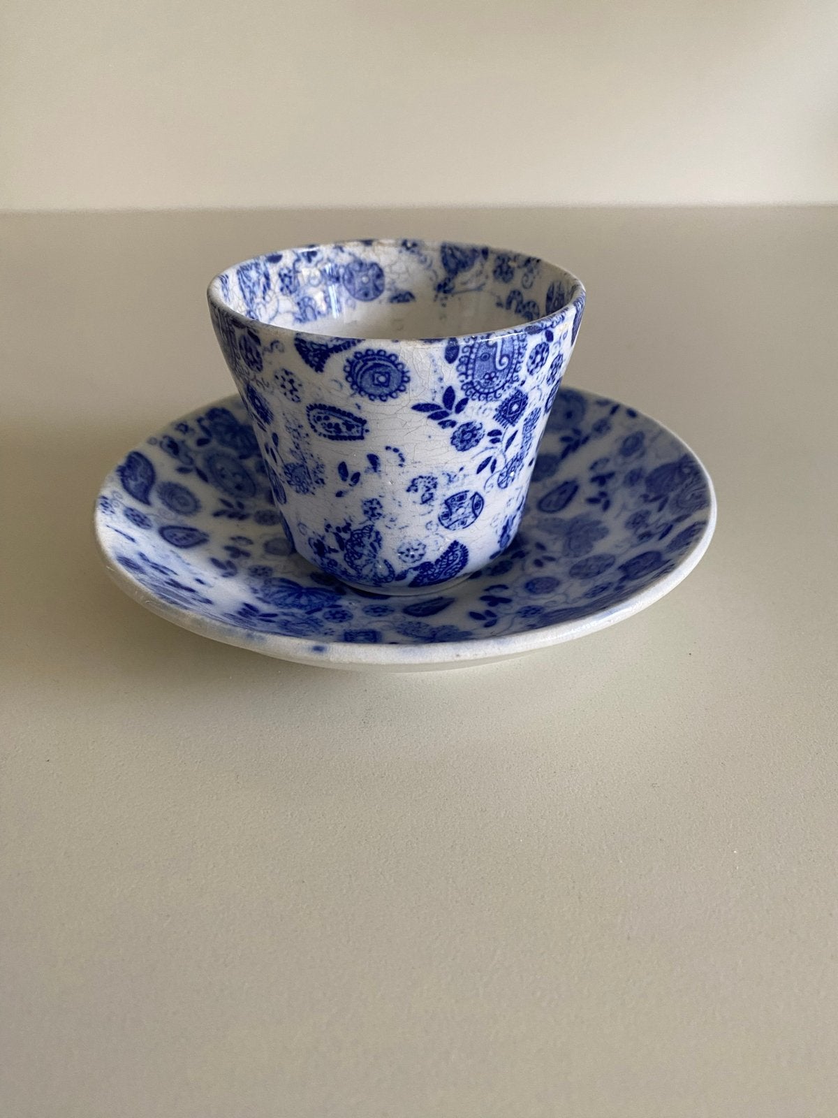 Antieke Petrus Regout kom en schotel, blauw-wit decor, Ophalen of Verzenden