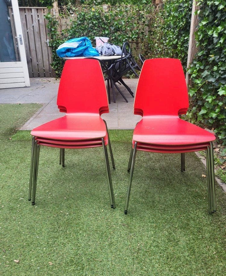 6x stoelen, Ophalen, Zo goed als nieuw, Rood, Vijf, Zes of meer stoelen
