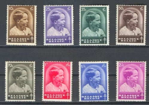 België 1936-1937 - OBP 438-445 - Kroonprins Boudewijn, Koninklijk huis, Frankeerzegel, Ophalen of Verzenden, Postfris