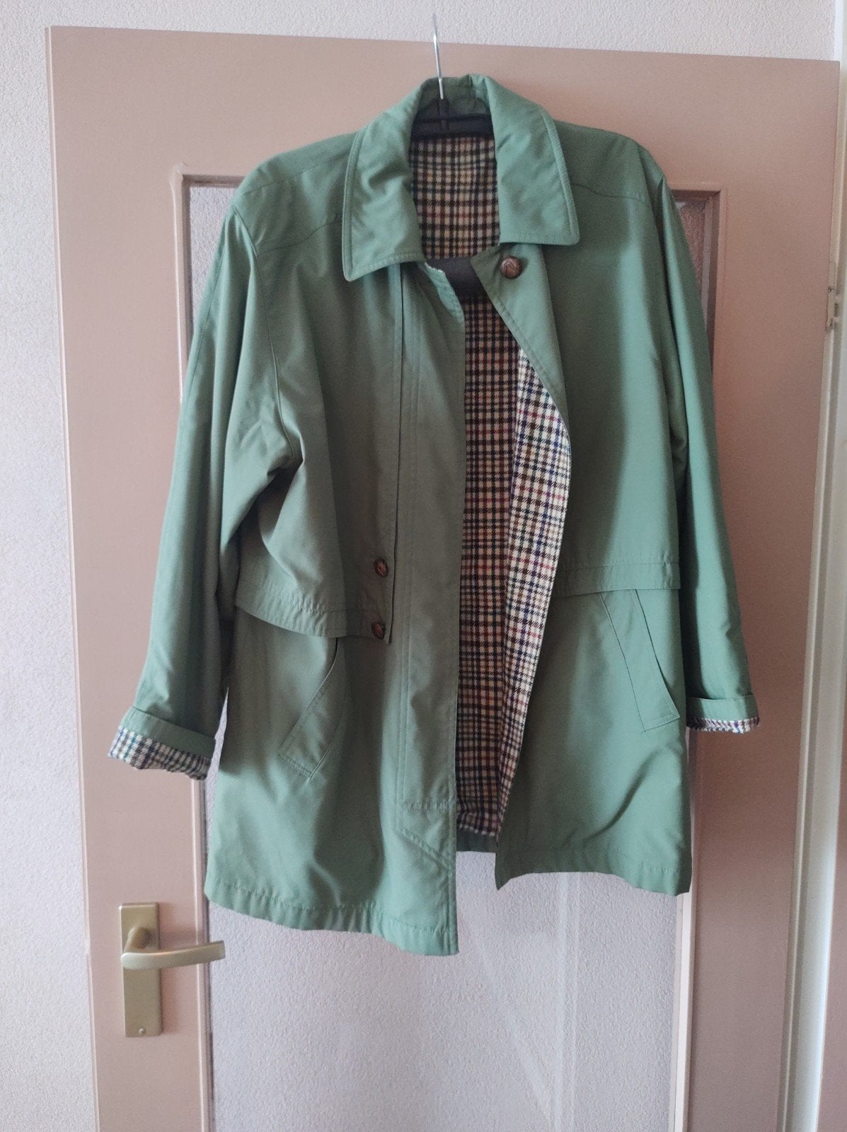 Vintage groene tussenjas mt 40, Kleding | Dames, Ophalen, Gedragen, Maat 42/44 (L), Groen