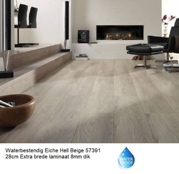 Waterbestendig Laminaat Eiche Hell Beige 57391 28cm brede, 75 m² of meer, Beige, Nieuw, Ophalen of Verzenden