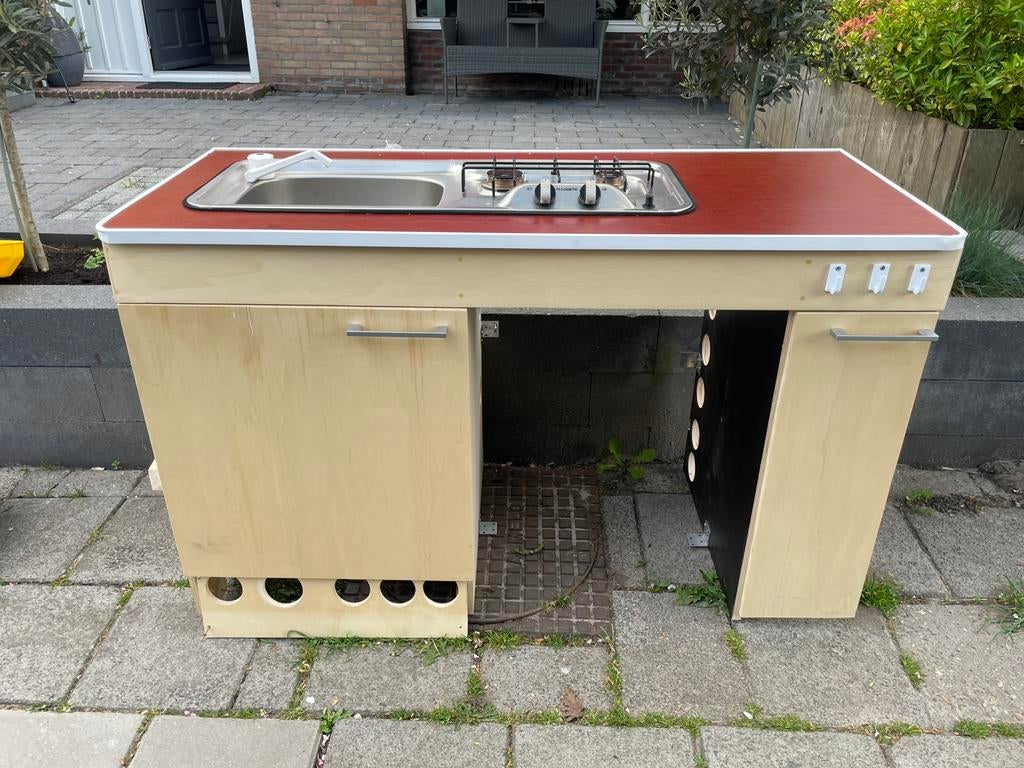 Compacte Camper Keukenunit met Spoelbak en Kookplaat, Caravans en Kamperen, Caravan accessoires, Gebruikt, Ophalen