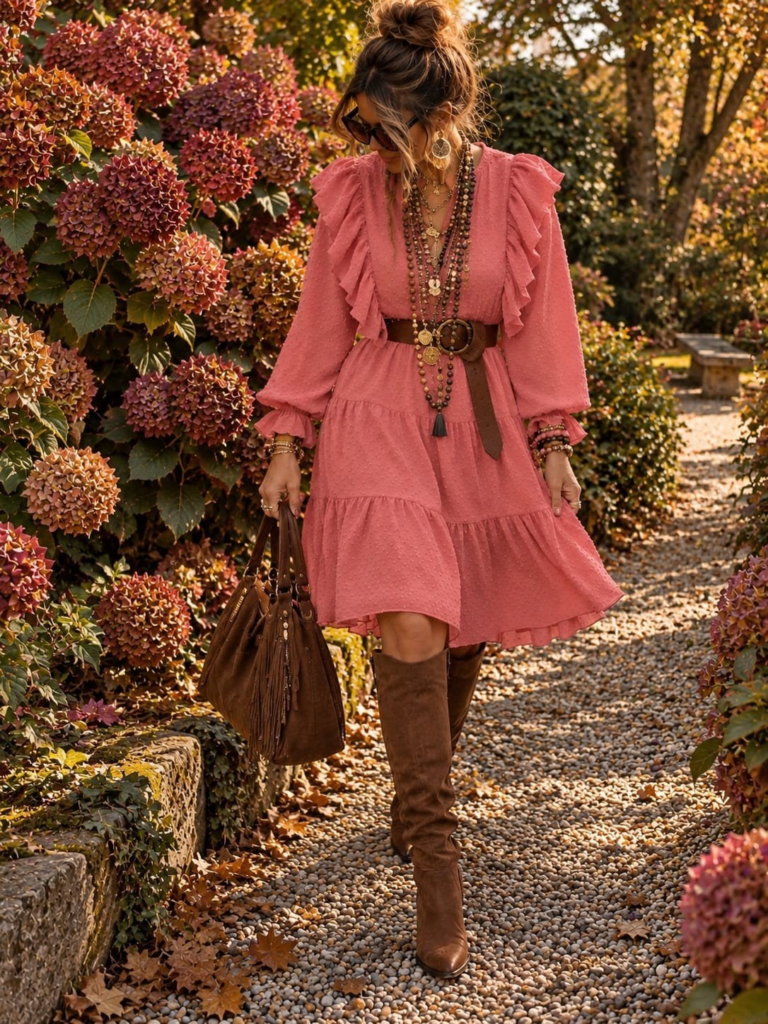 Loavies Ibiza Boho Chic Jurk - Oudroze/Zalmroze - Maat XL, Maat 42/44 (L), Ophalen of Verzenden, Roze, Boven de knie
