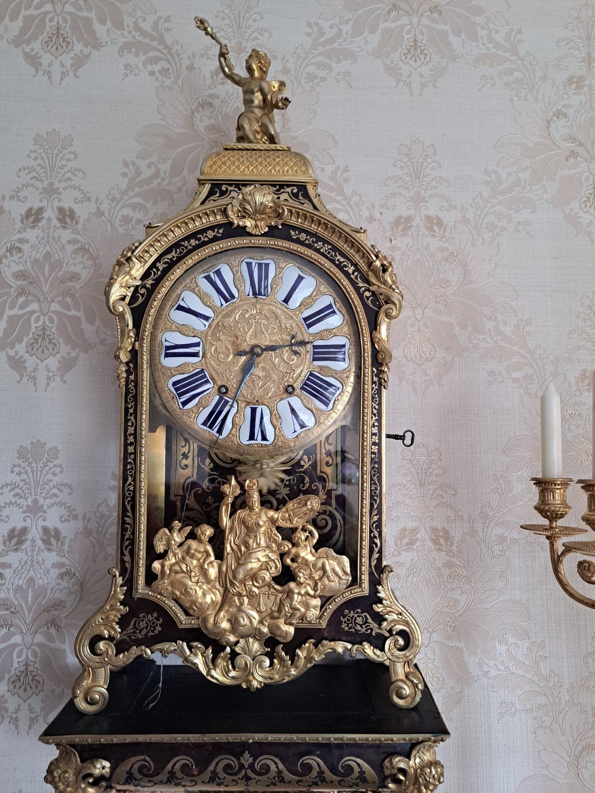 Grote Boulle Klok met Trekrepetitie en Spillegang, 1760-1780, Antiek en Kunst, Antiek | Klokken, Ophalen of Verzenden