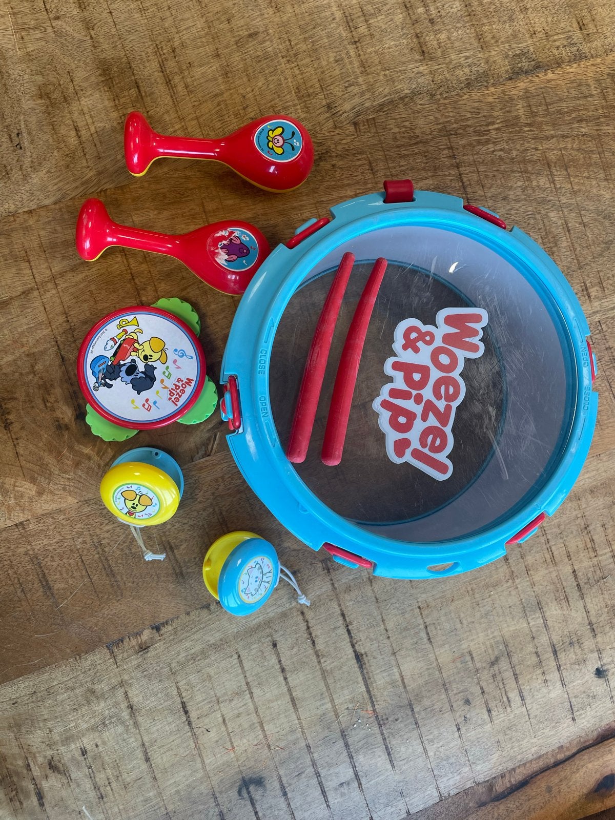 Woezel en Pip trommel met muziekinstrumenten, Ophalen of Verzenden, Gebruikt, Overige typen, Met geluid