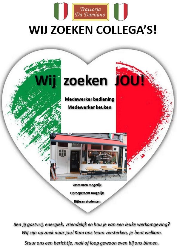 WIJ ZOEKEN COLLEGA’S! – Bediening & Keuken Horeca, Vacatures, Overige niveaus, Geschikt als bijbaan, Variabele uren, Starter