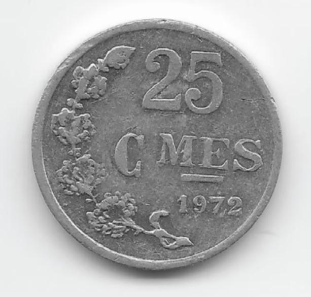 Luxemburg 25 centimes 1972 KM# 45a.1, Postzegels en Munten, Munten | Europa | Niet-Euromunten, Verzenden, Overige landen, Losse munt