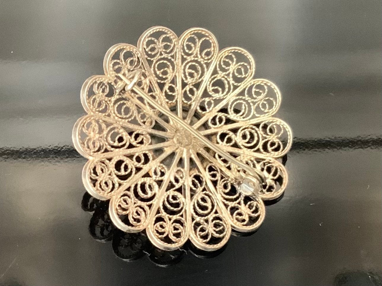 Vintage zilveren filigrain broche, Ophalen of Verzenden, Zilver