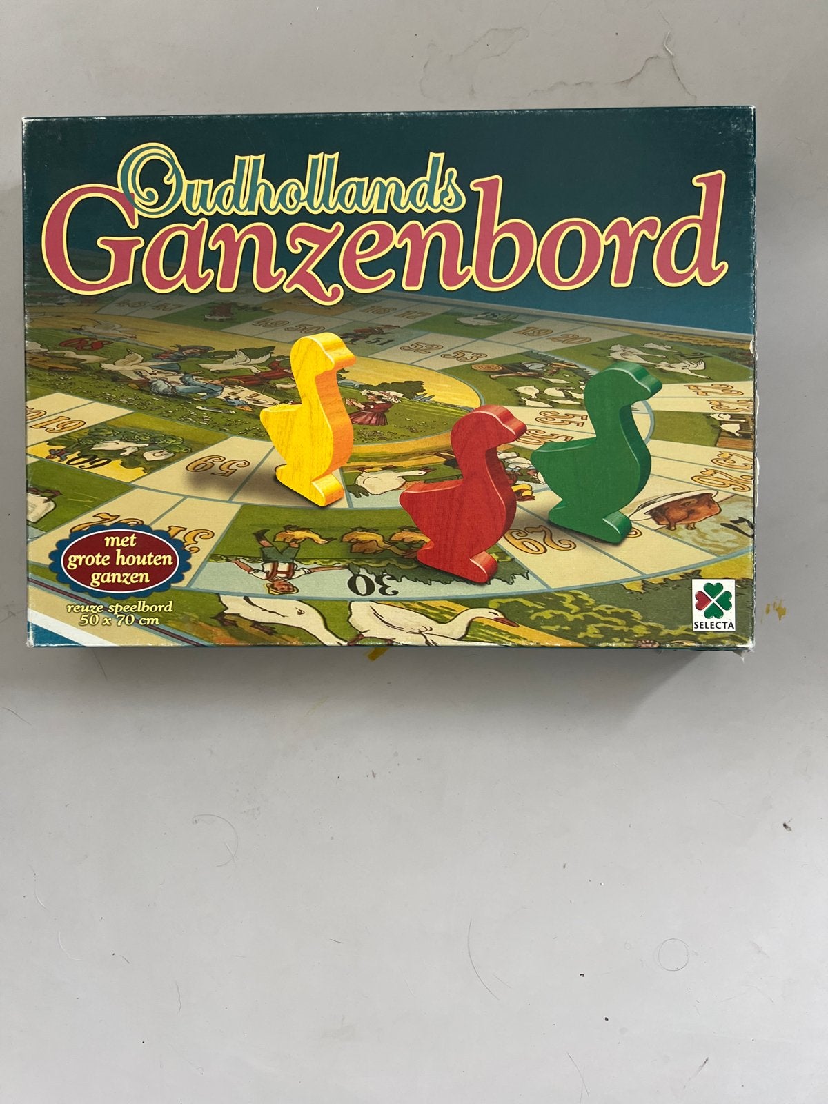 Oudhollands Ganzenbord met grote houten ganzen, Vijf spelers of meer, Ophalen of Verzenden, Gebruikt