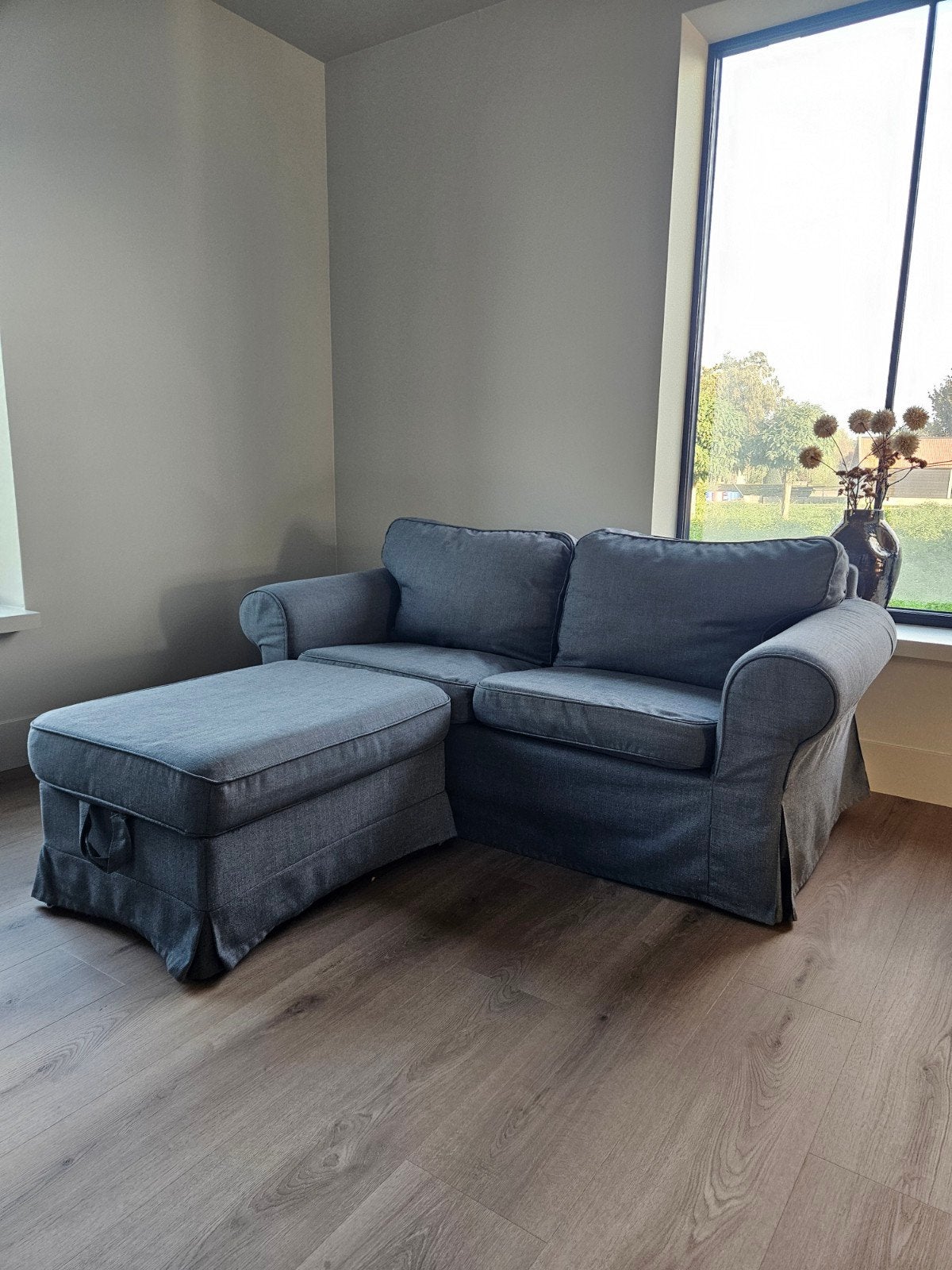 IKEA bank met chaise longue - Grijs, Ophalen, Modern, Comfortabel, 150 tot 200 cm, Hoekbank