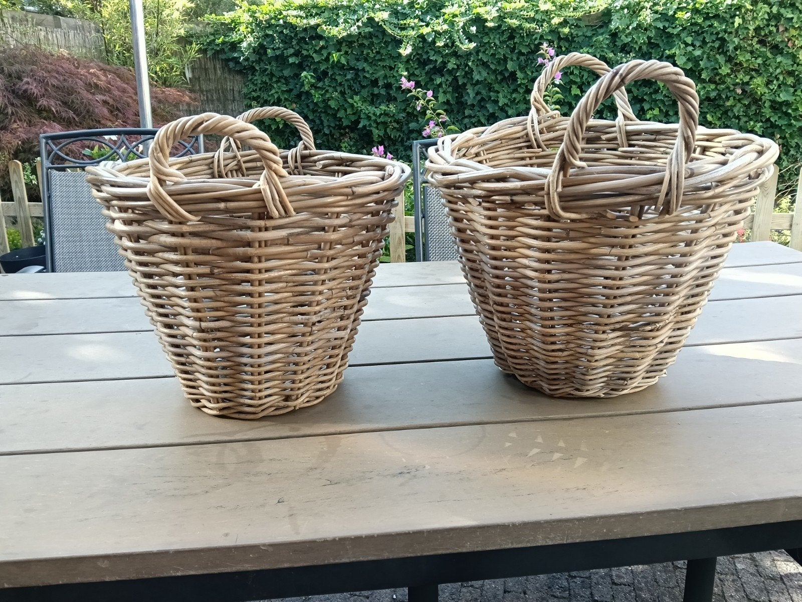 Set van 2 rieten manden met handvatten, Ophalen, Gebruikt, Mand, Rond