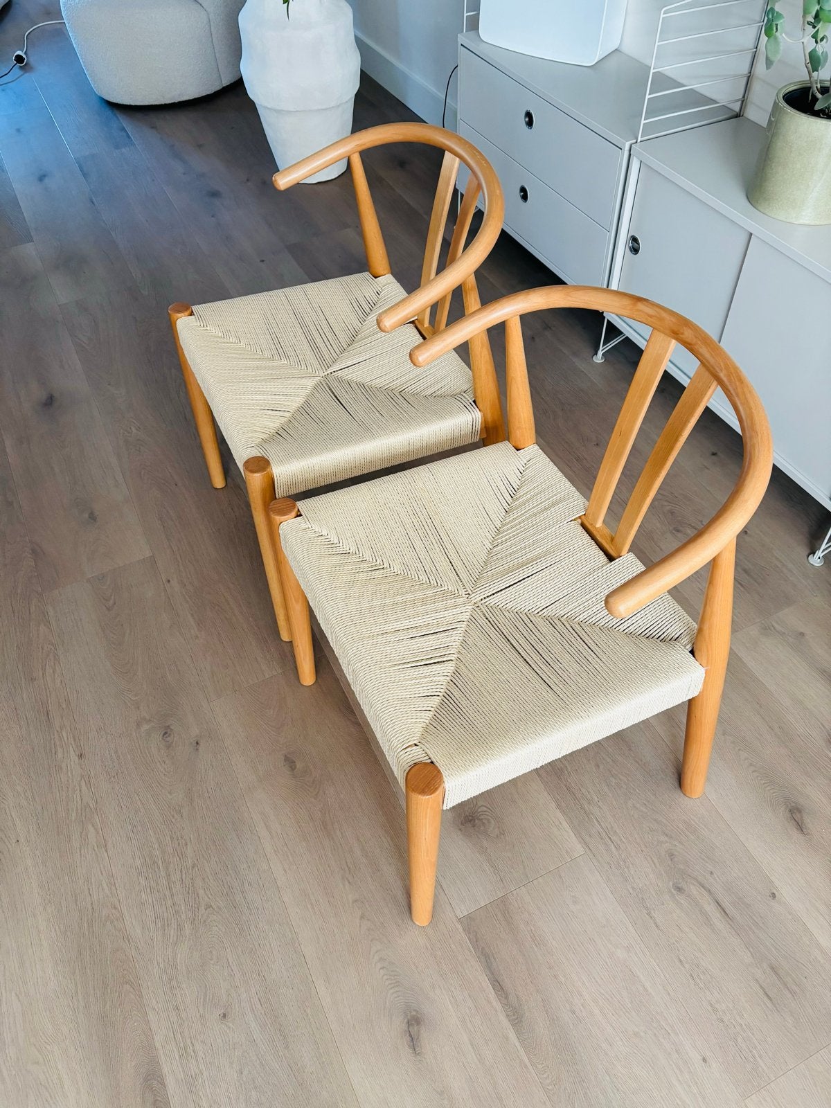 Set van 2 houten stoelen met rieten zitting, Huis en Inrichting, Stoelen, Ophalen, Twee, Overige kleuren, Zo goed als nieuw