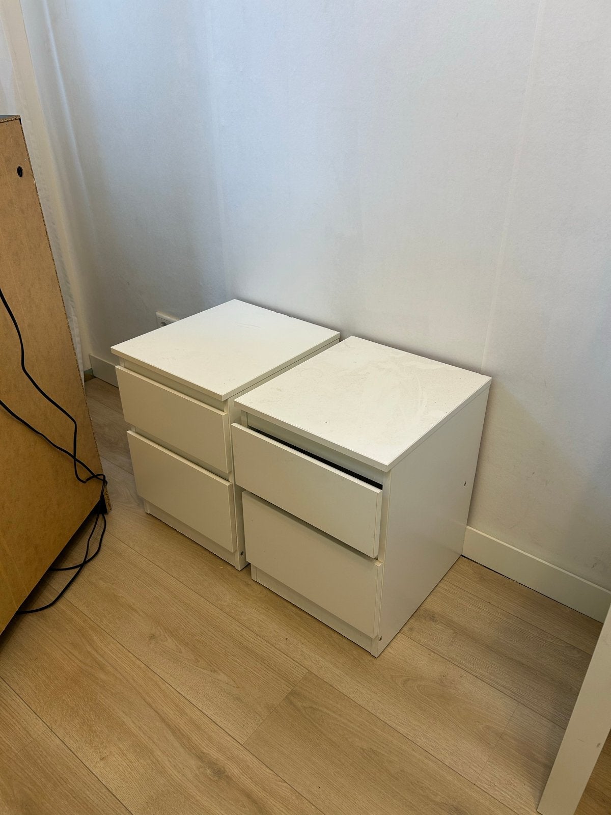 IKEA Malm nachtkastjes wit - lade sluit niet perfect, Ophalen, Gebruikt, Minder dan 45 cm, Minder dan 55 cm